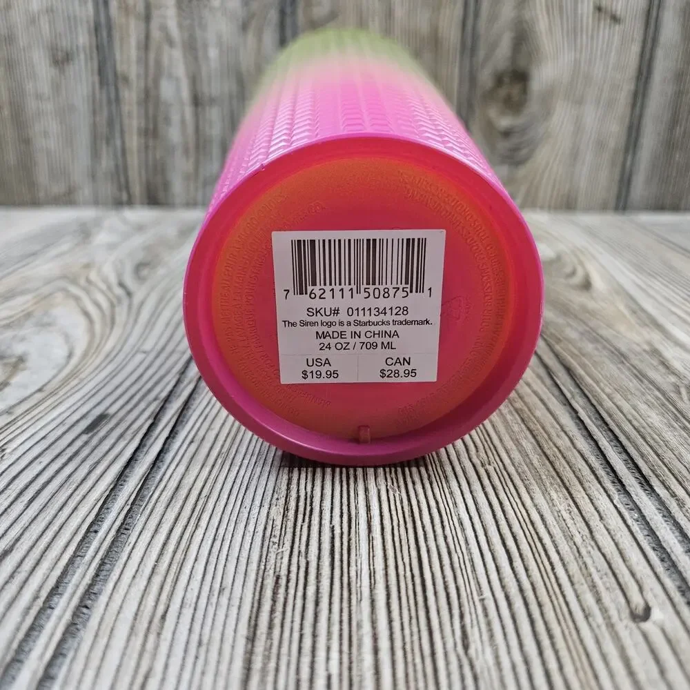 Starbucks Tumbler Lemon Prism Spray Pink Gradient Ombre Summer 2022 Venti